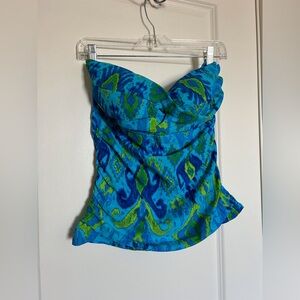 Ralph Lauren Ruched Swimsuit Top Strapless Aqua